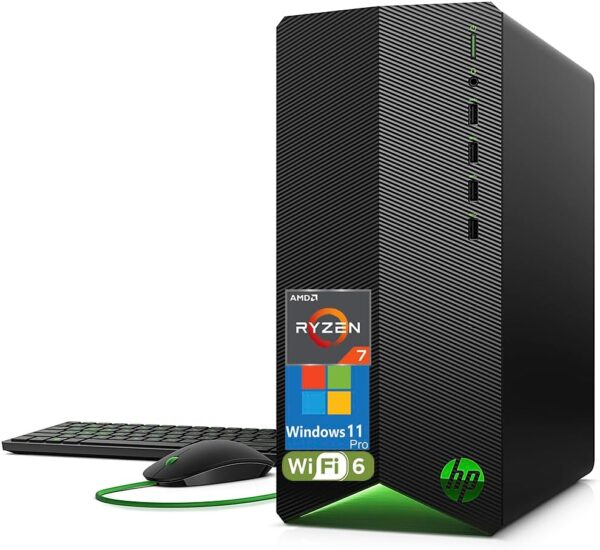 HP Pavilion Tower Desktop Computer, Octa-Core AMD Ryzen 7 5700G (Beat i7-11700K), 32GB DDR4 RAM, 1TB PCIe SSD, WiFi 6, Bluetooth, RJ-45, HDMI, VGA, Keyboard and Mouse, Windows 11 Pro, WE/PGPY