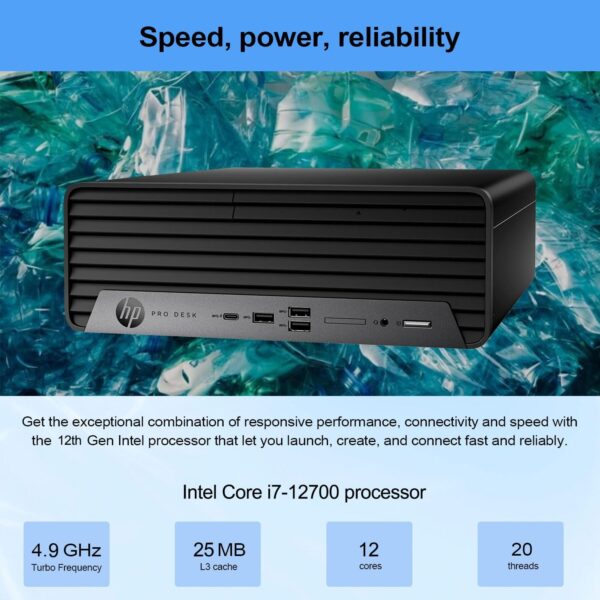 HP ProDesk 400 G9 Small Form Factor Business Desktop, Intel i7-12700 Processor, 32GB RAM, 1TB PCIe SSD, Wi-Fi 6, HDMI, Type-C, RJ-45, Display Port, Wired KB and Mouse, Windows 11 Pro, Black - Image 2