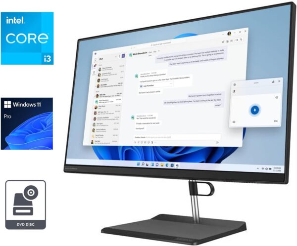 Lenovo Newest All-in-one Desktop Computer, 21.5" FHD IPS Display, 16GB RAM, 256GB Storage, Intel Dual-Core Processor, Wi-Fi, Webcam, DVD-RW, HDMI, Mouse and Keyboard, Windows 11 Pro - Image 2