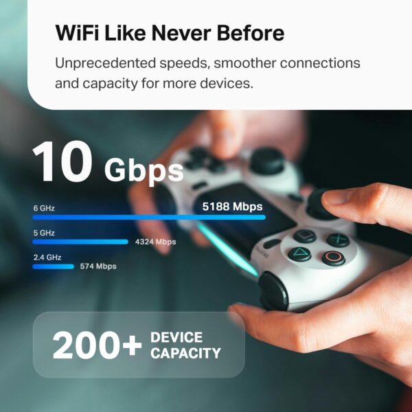 TP-Link Tri-Band WiFi 7 BE10000 Whole Home Mesh System (Deco BE63) | 6-Stream 10 Gbps | 4 × 2.5G Ports Wired Backhaul, 4× Smart Internal Antennas | VPN, AI-Roaming, MU-MIMO, HomeShield (1-Pack) - Image 2