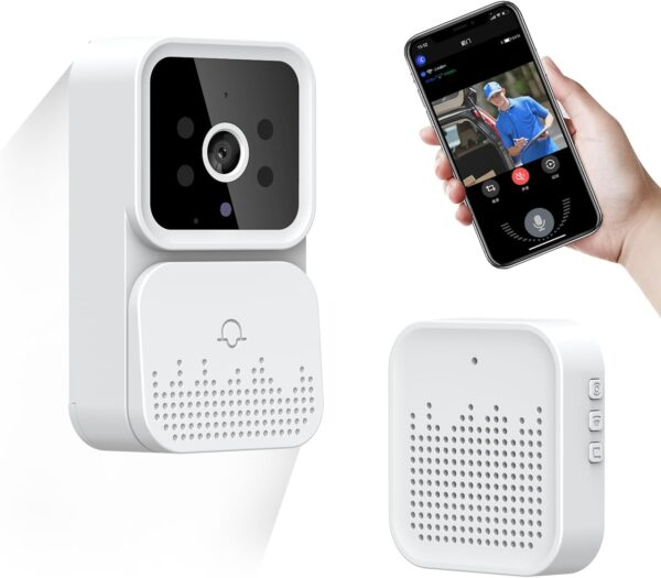 Video Doorbell with Chime,Cloud Storage, 2-Way Audio,Home Intercom HD Night Vision WiFi Security Doorbell(White ,M6-pro)