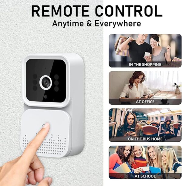 Video Doorbell with Chime,Cloud Storage, 2-Way Audio,Home Intercom HD Night Vision WiFi Security Doorbell(White ,M6-pro) - Image 2