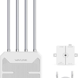 WAVLINK AX3000 Outdoor WiFi 6 Extender Long Range, WiFi 6 Outdoor Wireless Access Point, Support Active PoE, 4x8dBi Antennas,Outdoor WiFi Solution,IP67,Up to 128 Devices for Farm,Yard,RV,Campsite,Park