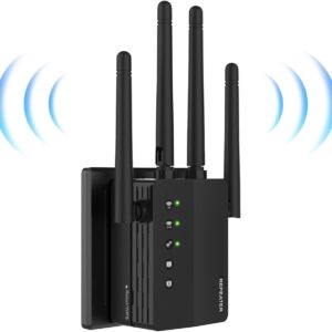 WiFi Extender Signal Booster with Dual Band 5GHz/2.4GHz, WiFi Booster Up to 12880 Sq. ft and 105 Devices, WiFi Booster with Ethernet Port, WiFi Extenders Signal Booster for Home and Outdoors